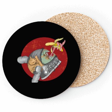 Discover Weird monkey in space grabbing banana Coasters