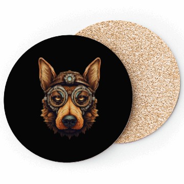 Discover Steampunk German Shepherd Dog in Clockwork Coasters