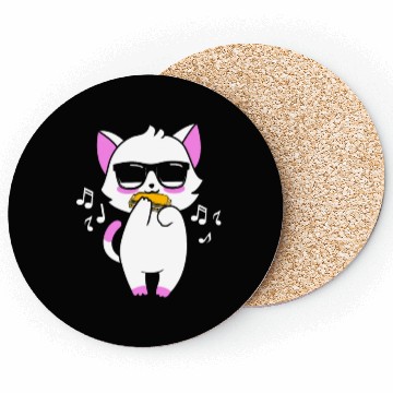 Discover Cool Cat Playing Harmonica Cat Lovers Coasters