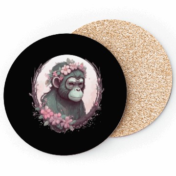 Discover Cute Monkey Flower Crown Monkeys Lover Coasters