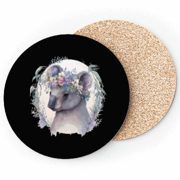 Discover Cute Koala Bear Flower Crown Floral Koala Lover Coasters