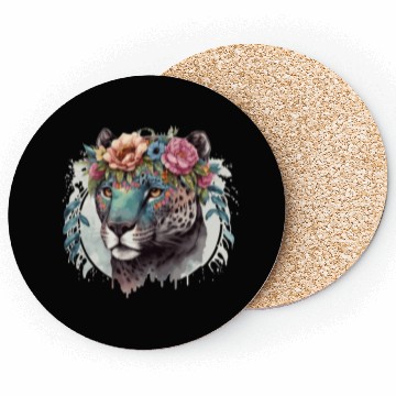 Discover Cute Jaguar Flower Crown Africa Safari Animal Love Coasters