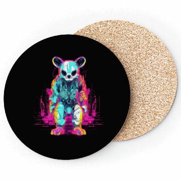 Discover Menacing Neon Panda Robot Coasters