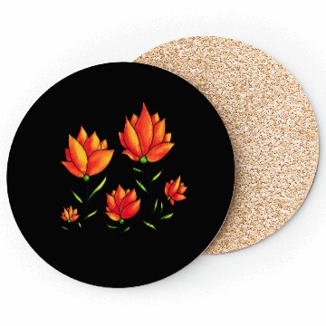 Discover Orange Flowers In Green Spring Watercolor Coasters