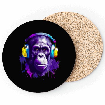 Discover Gorilla with Headphones Music Monkey Coasters