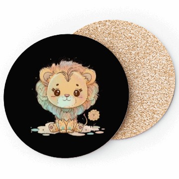 Discover Cute Lion Pastel Drawing Coasters
