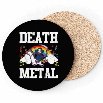 Discover Death Metal Grim Reaper Riding A Unicorn Trick Coasters