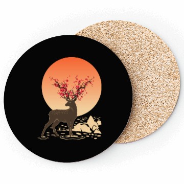 Discover Sakura Deer Spirit Sika Deer Spirit Oriental Coasters