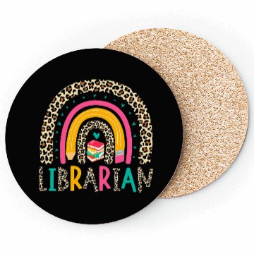 Discover Librarian Boho Rainbow Leopard Back To School Coasters