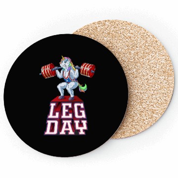 Discover Leg Day unicorn Weight Lifting Squat Gym Training Coasters