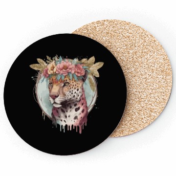 Discover Flower Crown Jaguar Floral Animal Lovers Coasters