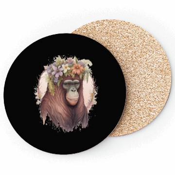 Discover Cute Orangutan Flower Crown Monkey Lover Coasters