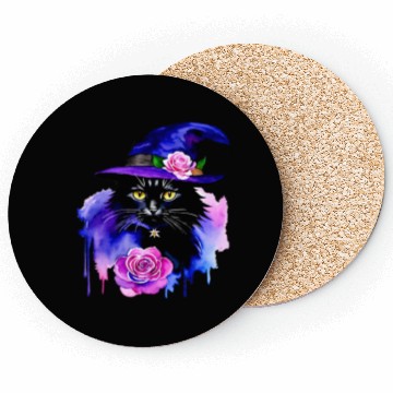 Discover Watercolor Cat Halloween Sublimation Coasters