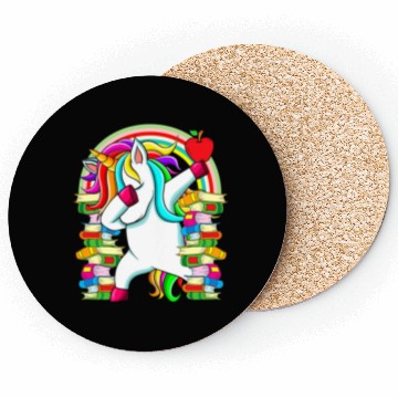 Discover Womens Reading Teacher Dabbing Unicorn Elementary Coasters