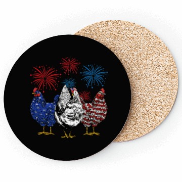 Discover Funny Chickens American Flag Patriotic Farmer 4th Coasters