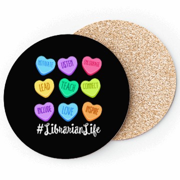 Discover Librarian Life Teacher Valentines Day Pastel Candy Coasters