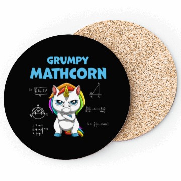 Discover Funny Math Teacher Grumpy Unicorn Coasters