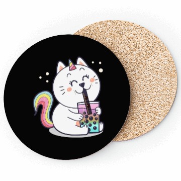 Discover Bubble Tea Cute Kawaii Unicorn Cat Japanese Coasters