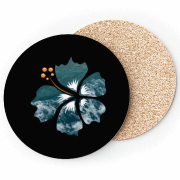 Discover Hibiscus Flower On Blue Ocean Waves Background Coasters