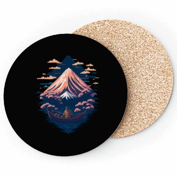 Discover Serene Mount Fuji Sunset Peaceful River Scenery Coasters