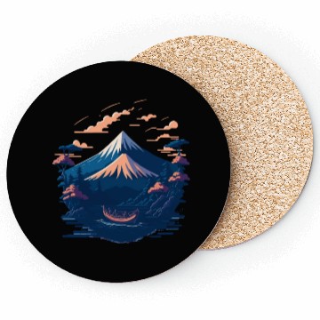 Discover Serene Mount Fuji Sunset Peaceful River Scenery Coasters