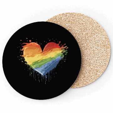 Discover Love Conquers All: LGBTQ+ Rainbow Heart Embracing Coasters