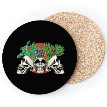 Discover Skull Plant of the blood moon night light Coasters