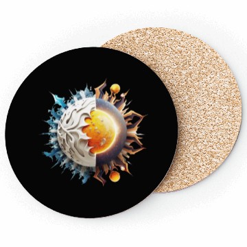 Discover White background sun planet logo fantasy Coasters