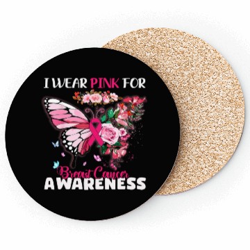 Discover I Wear Pink For Breast Cancer Awareness Butterfly Coasters