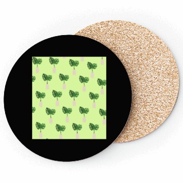 Discover Green Tropical Palm Leaves In A Grey Vessel Coasters