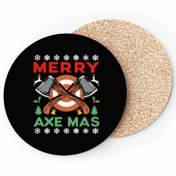 Discover Merry Axe Mas Christmas Axe Throwing Coasters