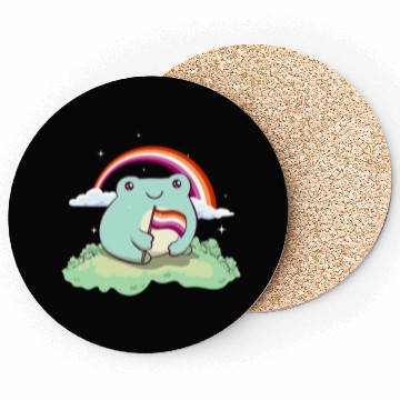 Discover Lesbian Pride Flag Cute Frog Subtle LGBTQ Coasters