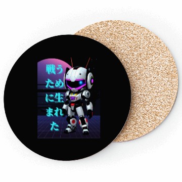 Discover Chibi Mecha: A Cute Cyberpunk Design 3 Coasters