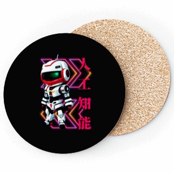 Discover Chibi Mecha: A Cute Cyberpunk Design 4 Coasters
