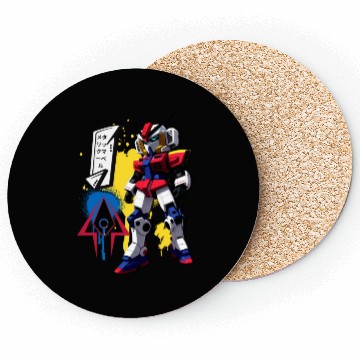 Discover Chibi Mecha: A Cute Cyberpunk Design 10 Coasters