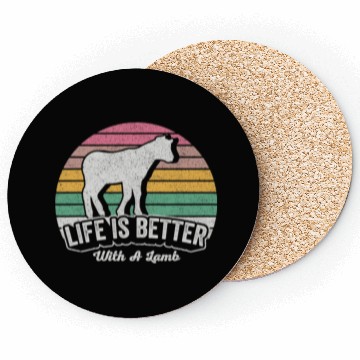 Discover Funny Lamb Vintage Retro Life Is Better With Coasters