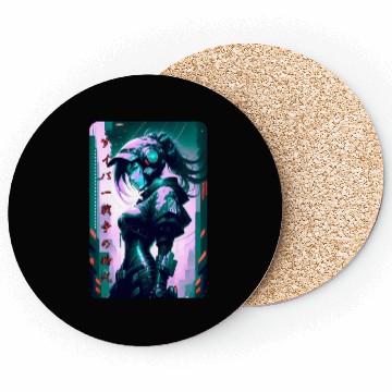 Discover Neon Nights: A Cyberpunk Design 6 Coasters