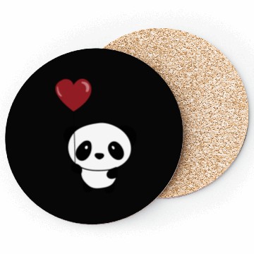 Discover Cute Chibi Panda Valentine Balloon Heart Coasters