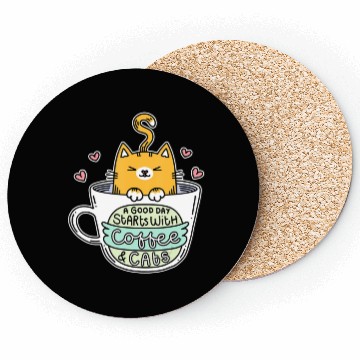 Discover Orange Cat Women Cat Lover Coffee Cats Coasters