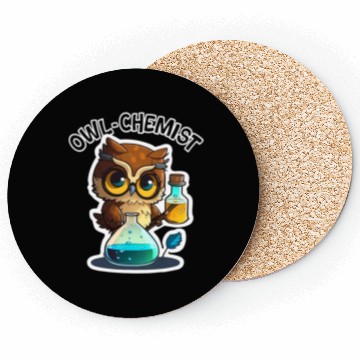 Discover Science Cute Chemistry Nerd Owl Chemist Animals Ge Coasters