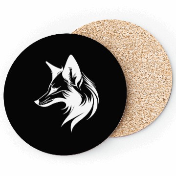 Discover Fox Portrait In Flowing Lines Style Coasters
