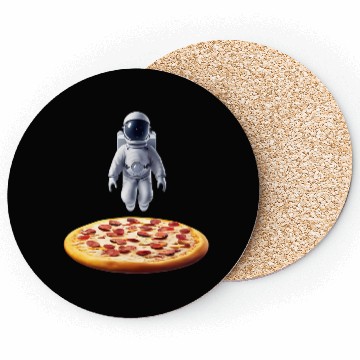 Discover Hovering astronaut over pizza Coasters