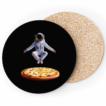 Discover Hovering astronaut over pizza Coasters