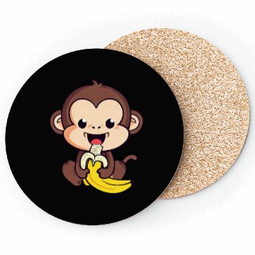 Discover cute monkey eats a banana Coasters
