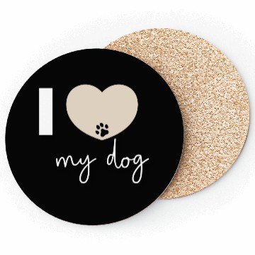 Discover I Love My Dog Beige Heart Coasters
