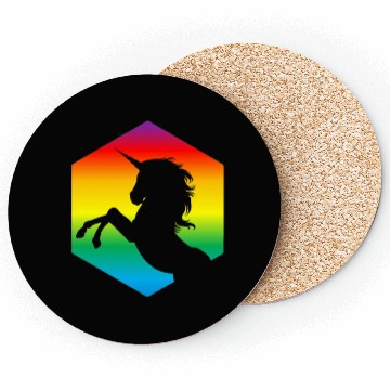 Discover Rainbow Unicorn d20 Silhouette | TTRPG Pride Coasters