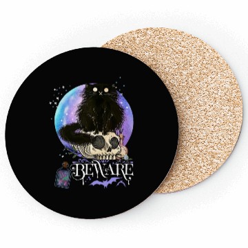 Discover Black cat Magic Witchy Tarot cards Beware potion Coasters