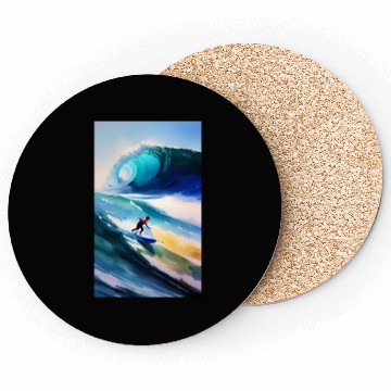 Discover A surfer sailing on rough seas Coasters