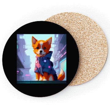 Discover Cute Cyberpunk Dog Coasters