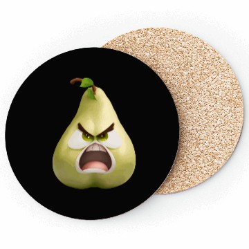 Discover A pear with angry face cartoon style Coasters